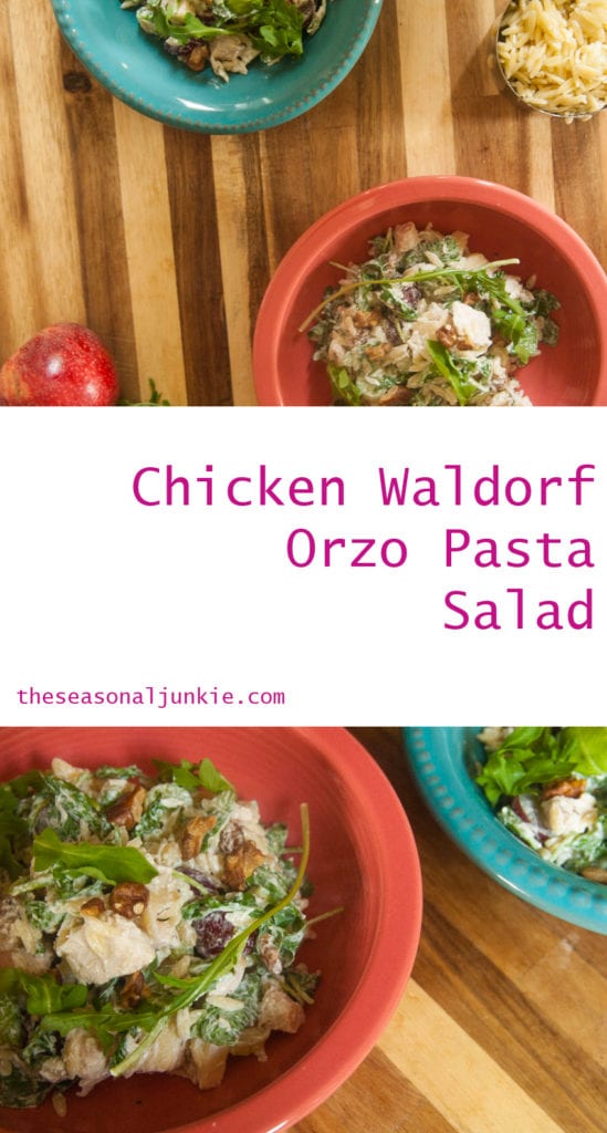Chicken Waldorf Orzo Pasta Salad- The Seasonal Junkie