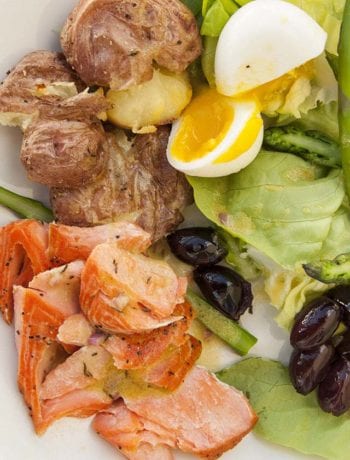 Baked Trout Filet on Nicoise Salad - The Seasonal Junkie