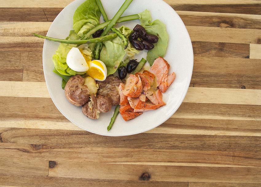 Baked Trout Filet on Nicoise Salad - The Seasonal Junkie
