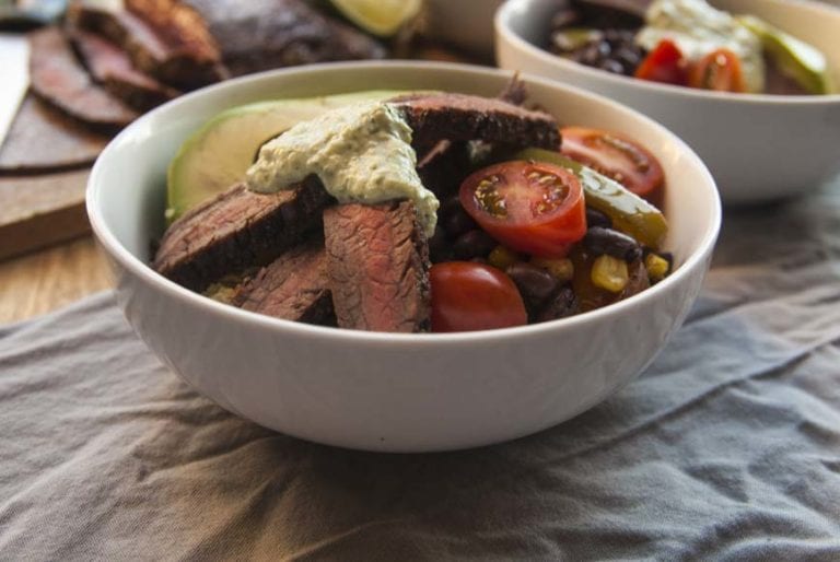 Steak Fajitas Bowl with Poblano Crema » The Seasonal Junkie