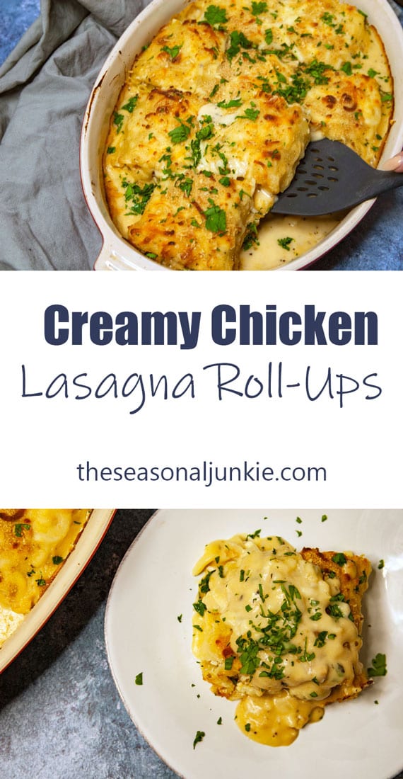 Creamy Chicken Lasagna Roll Ups-The Seasonal Junkie