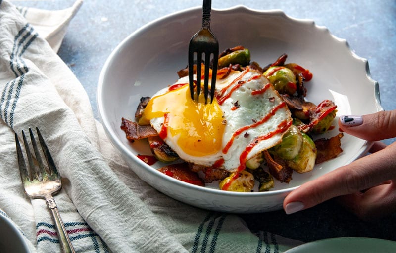 Sriracha Brussels Sprouts Hash-The Seasonal Junkie