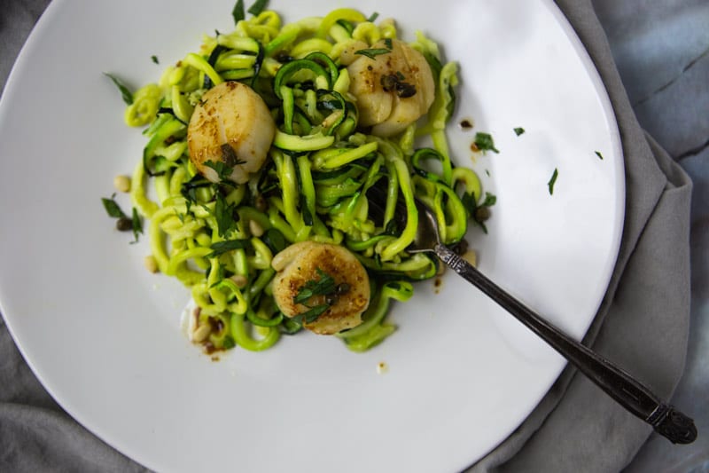 Brown Butter Scallops with Roasted Zoodles