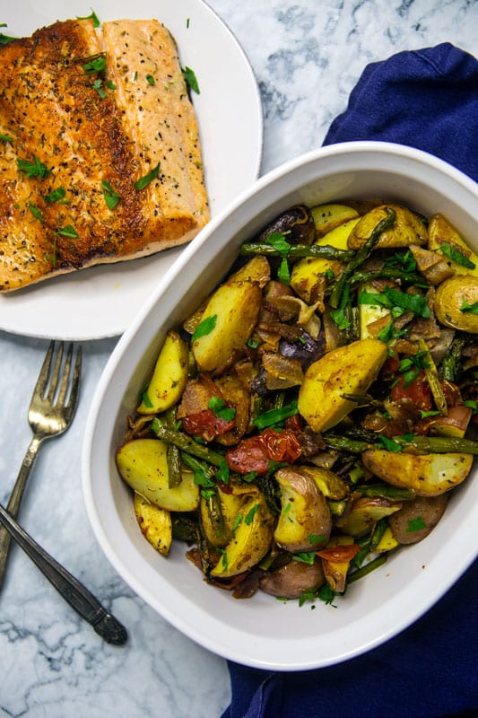 Oven Roasted Potatoes with Asparagus and Bacon