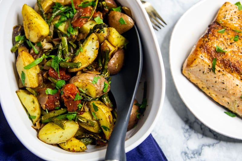 Oven Roasted Potatoes with Asparagus and Bacon