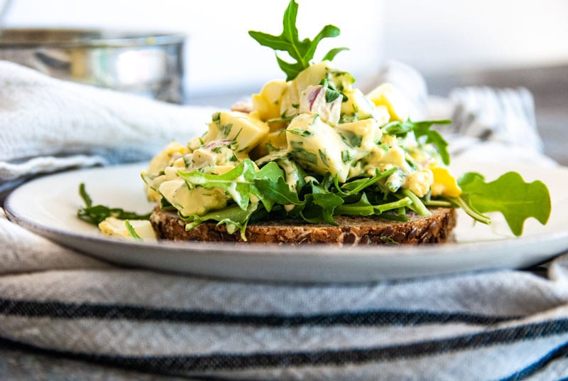 Egg Salad on Whole Wheat Toast with Arugula 