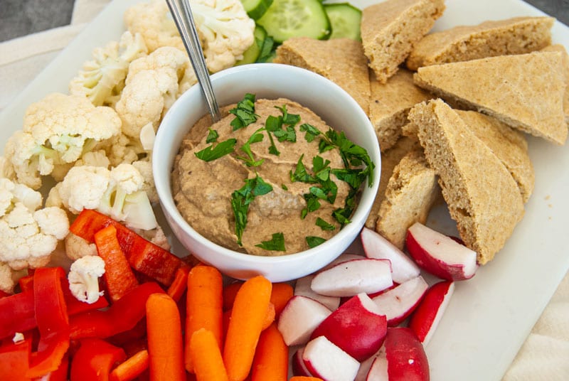 Close up of roasted eggplant dip