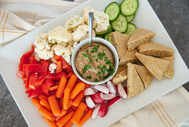 Veggie Tray with roasted eggplant dip