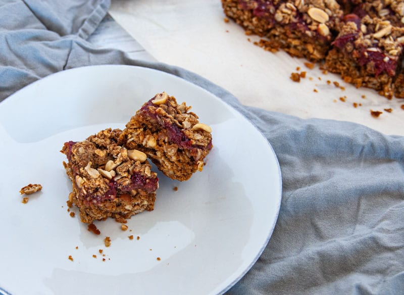 PB & J Oatmeal Bars Stacked