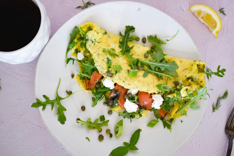 Overhead shot of Smoked Salmon Omelette