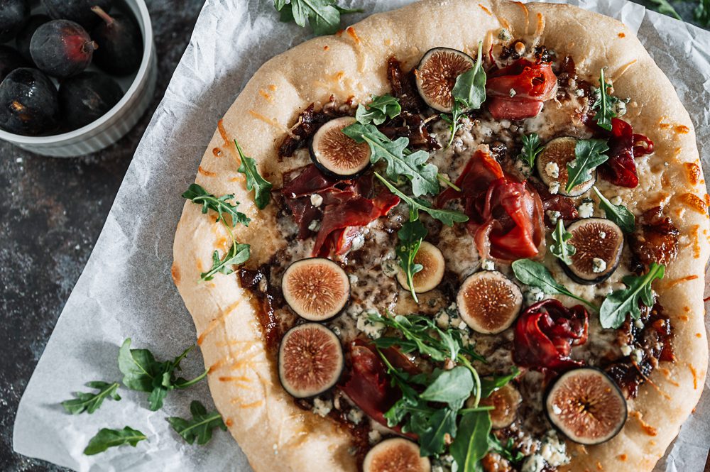 Caramelized Onion, Blue Cheese, and Fig Pizza 
