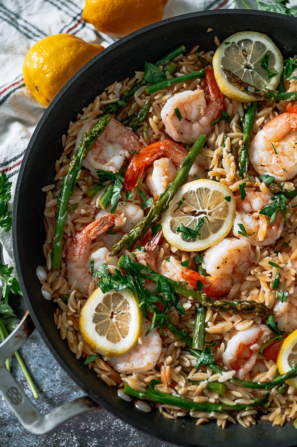 Spring Orzo Shrimp Scampi- The Seasonal Junkie