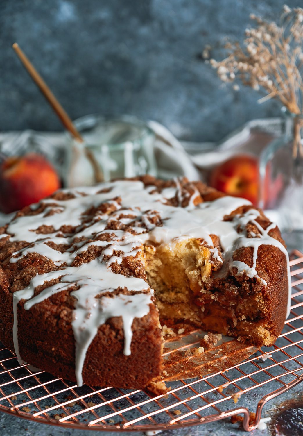 Buttermilk Peach Coffee Cake - The Seasonal Junkie