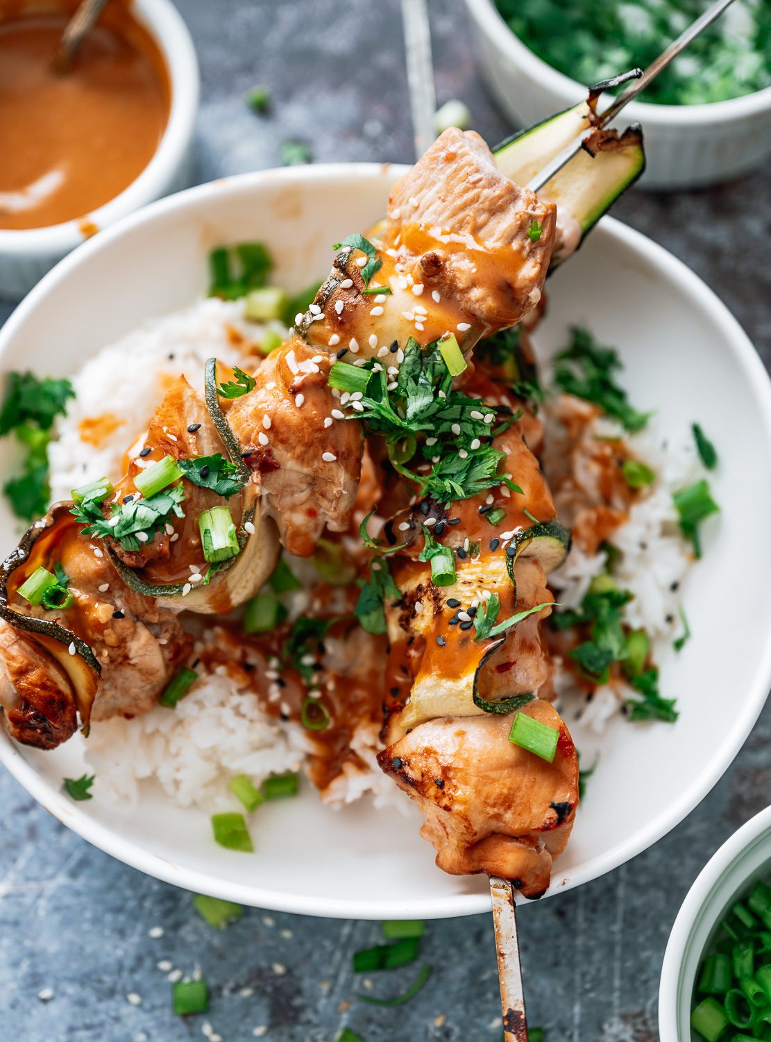 Thai Chicken Skewers with Peanut Sauce- The Seasonal Junkie